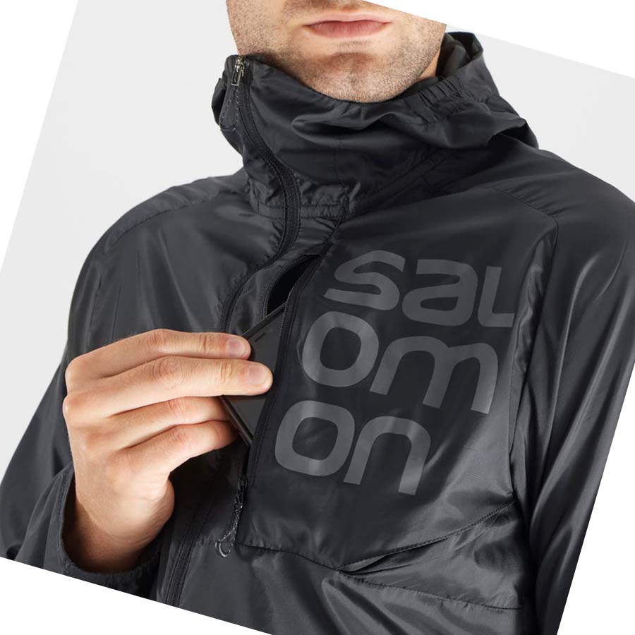 Salomon BONATTI CROSS WIND WINDBREAKERS Kabát Férfi Fekete | HU 2361ZUT